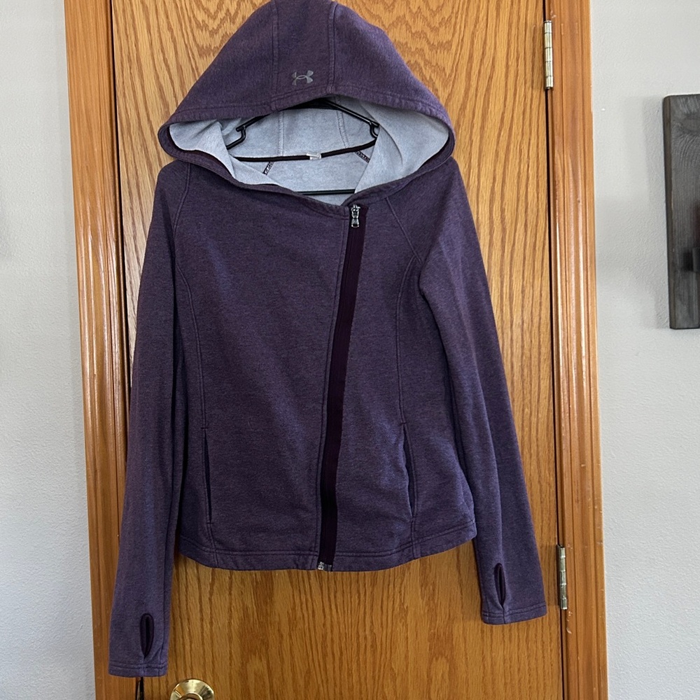 Under Armour Dark Purple Hooded Zip Up Jacket Sz S Sm/P